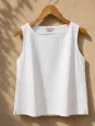 Top en lin blanc sans manches pour femme Lauris sur cintre