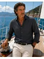 Chemise en lin homme marine manches longues – Bonnieux –  voilier