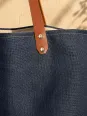 Détail du lin du sac cabas marine