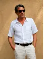 Men's white short sleeve linen shirt Bonnieux
