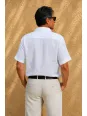 Dos de la chemise en lin homme blanche manches courtes Bonnieux