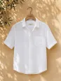 Chemise en lin homme blanche manches courtes sur cintre Bonnieux