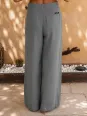 Pantalon en lin kaki à pinces pour femme – vue dos