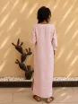 Dos de la robe longue en lin femme saumon Rustrel