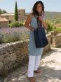 Robe en lin femme gris vert sans manches mi-longue Viens dans le Luberon