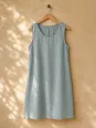 Women's grey green linen dress, sleeveless Lourmarin on a hanger