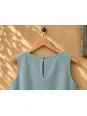 Women's grey green linen dress, sleeveless Lourmarin back button and fastening