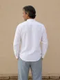 White collarless linen shirt for men Bonnieux back view