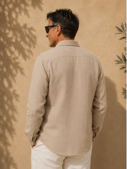 Chemise en lin homme beige manches longues Bonnieux vue de dos