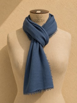 Navy 100% linen scarf on mannequin
