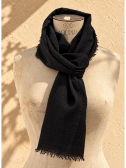 Black 100% linen scarf on mannequin