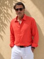 Men's coral linen shirt with long sleeves – Bonnieux