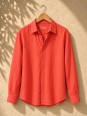 Chemise en lin homme corail manches longues sur cintre – Luberone