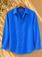 Chemise en lin homme bleu roi manches longues sur cintre – Luberone