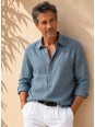 Men's grey long-sleeved linen shirt – Bonnieux