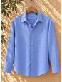 Men's lilac long-sleeved linen shirt on a wooden hanger – Luberone