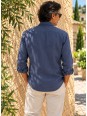 Chemise en lin homme bleu marine manches longues vue de dos – Bonnieux