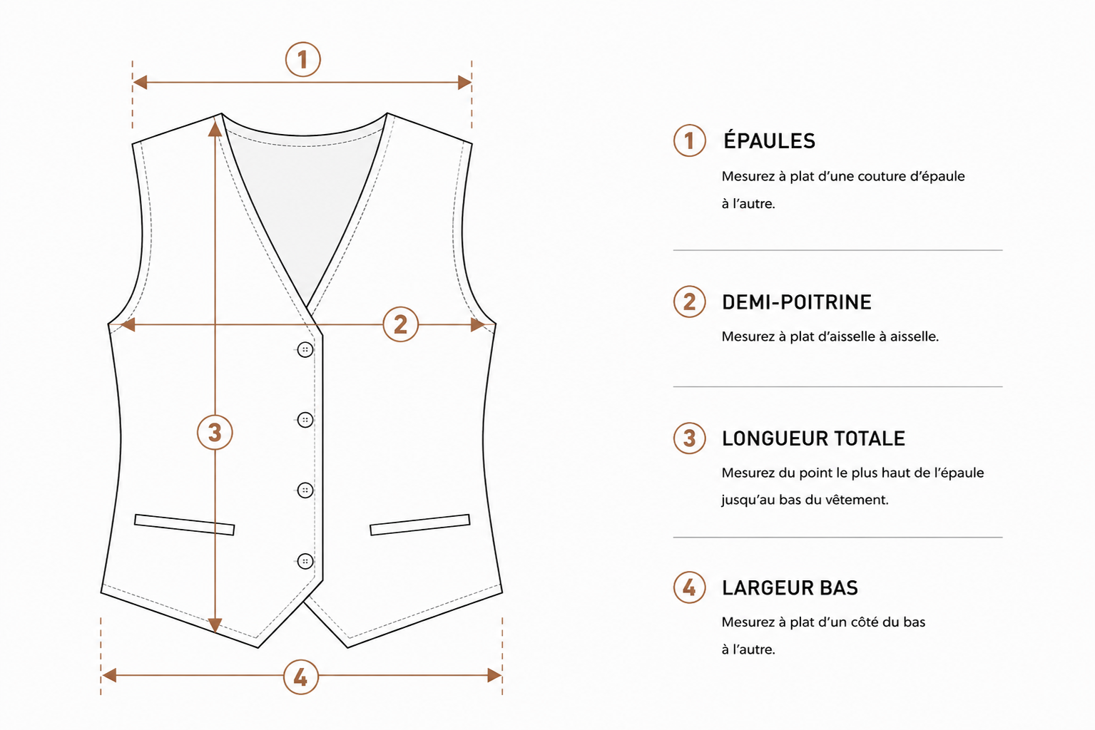 Guide mesures gilet femme en lin sans manches