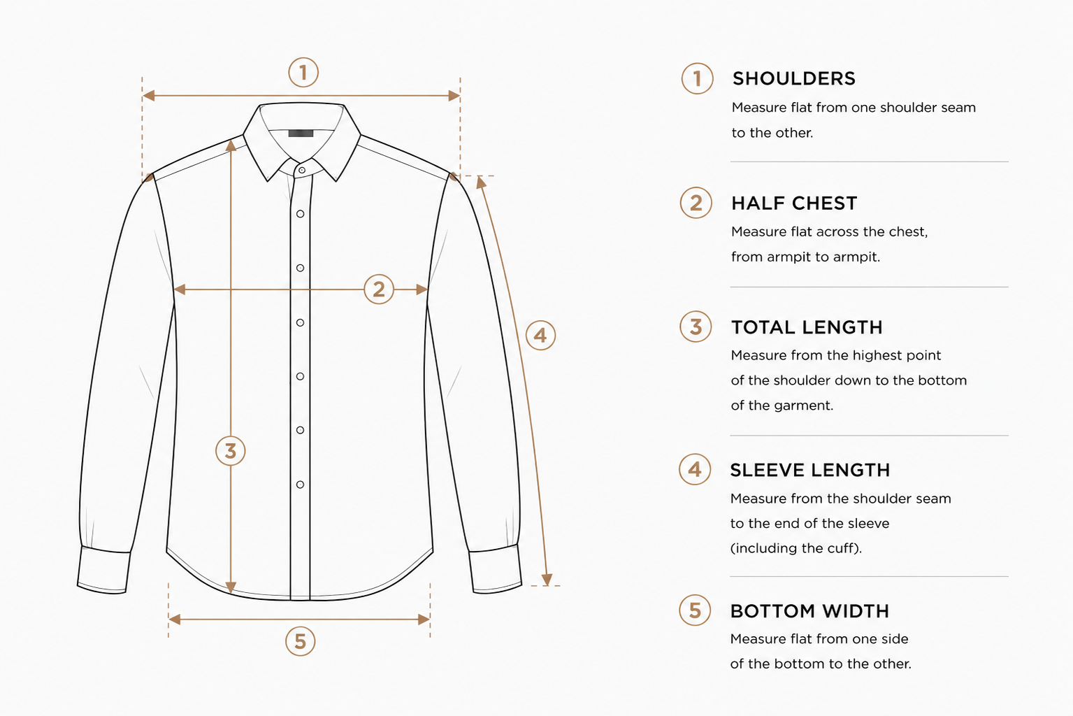Men's Long Sleeve Shirt Measurement Guide