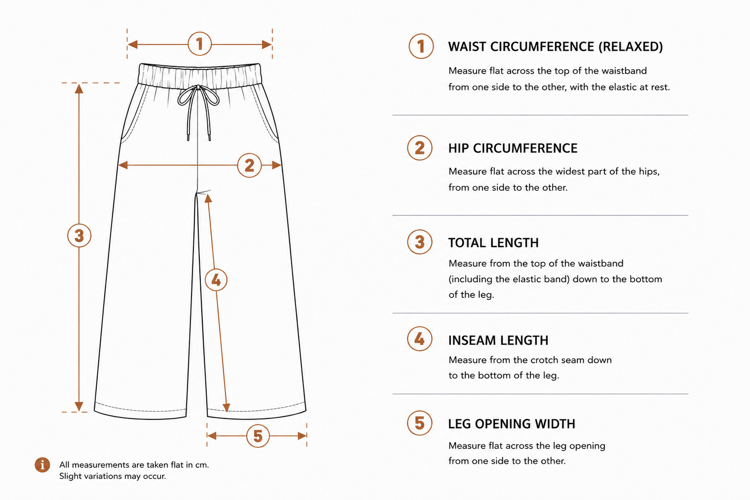 Size guide women’s elastic waist linen pants