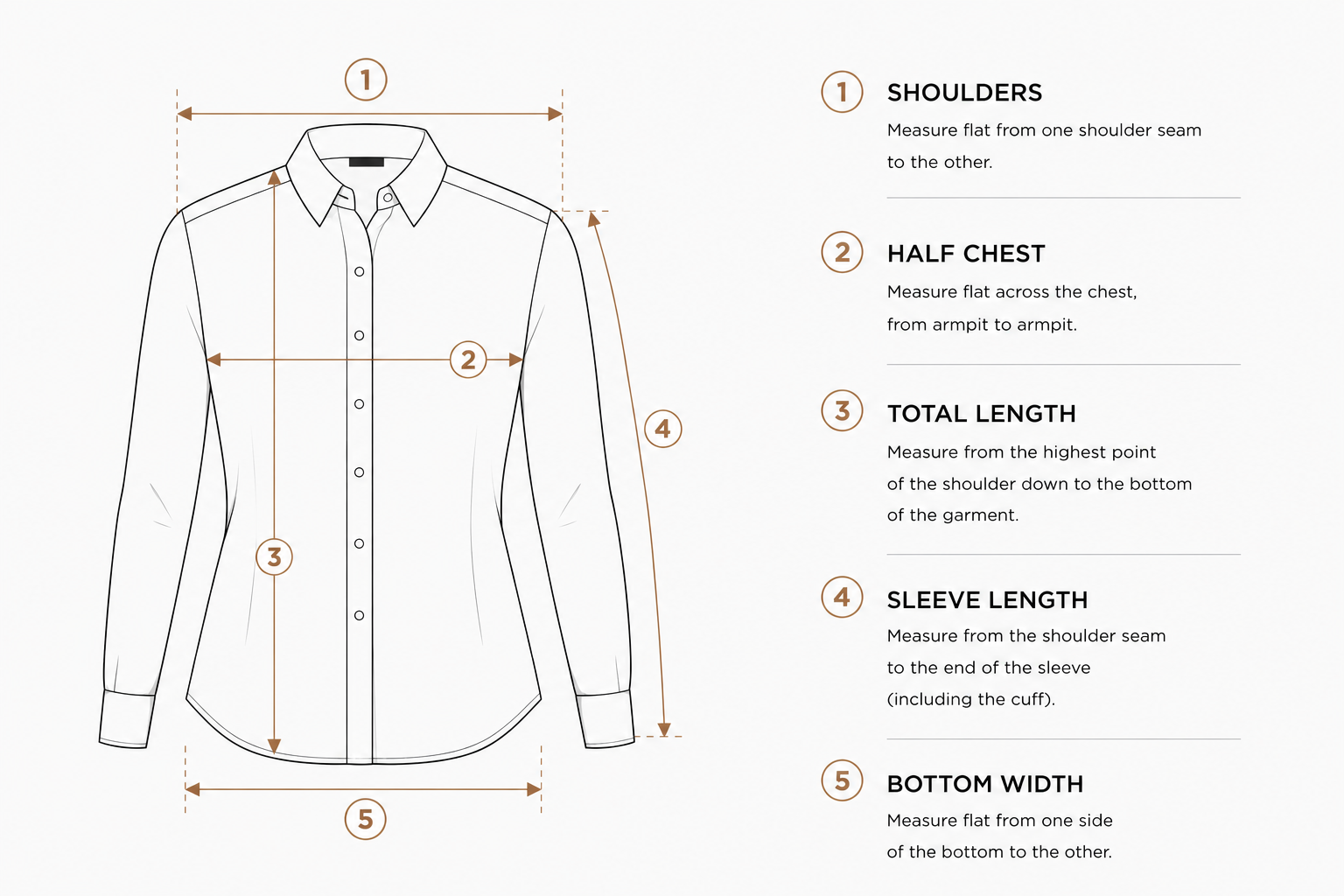 Women's Long Sleeve Shirt Measurement Guide