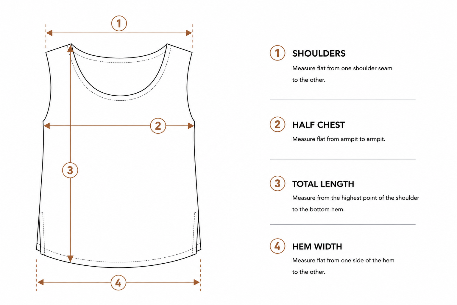 Women's Sleeveless Top Measurement Guide