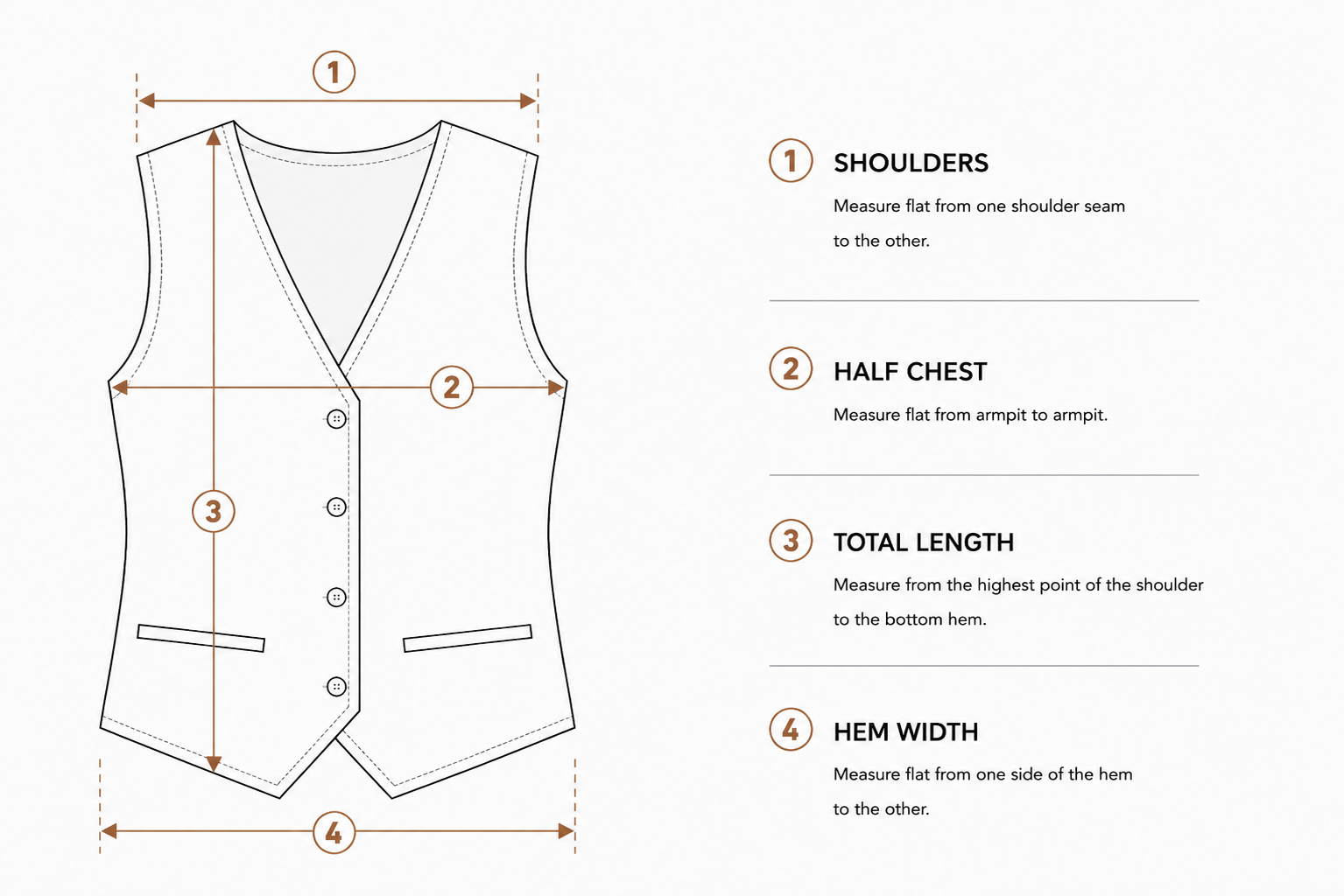 Size guide women’s sleeveless linen vest